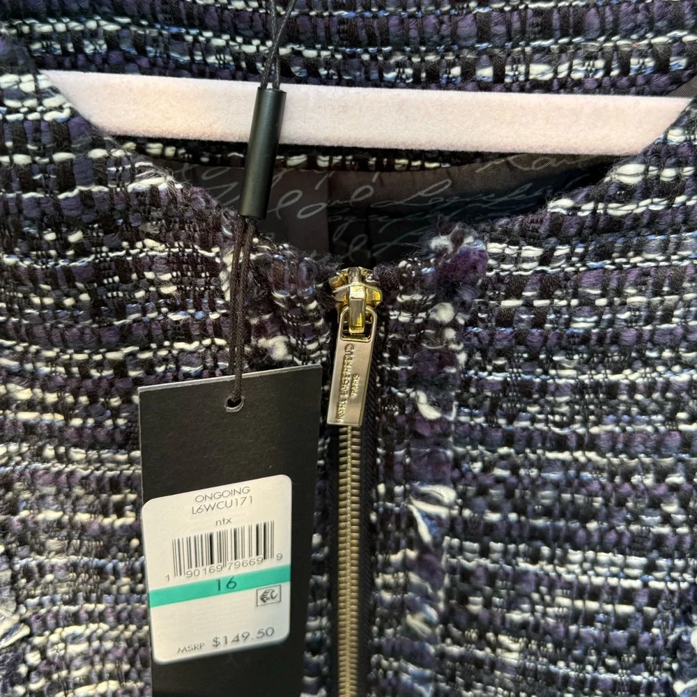 Karl Lagerfeld Navy Tweed Blazer - Picture 13 of 15